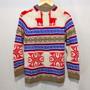 Multicolor Patterned Retro 70's Men's Women's unisex lightweight alpaca Sweater